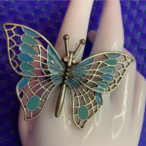 Elegant Butterfly Brooch in Blue and Silver